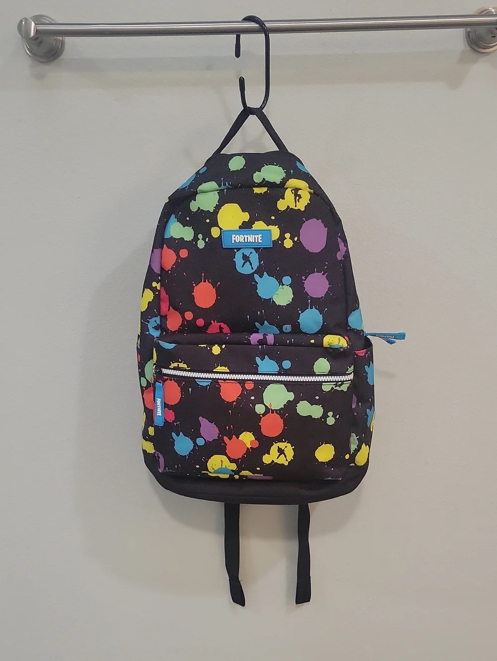 Fortnite Kids Black Backpack with Colorful Paint Splatter